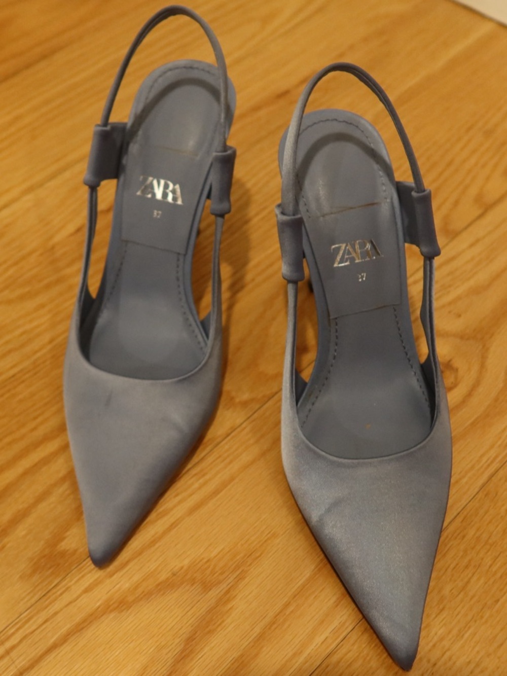 Zara Dusty Blue Pointed Slingback Heels
